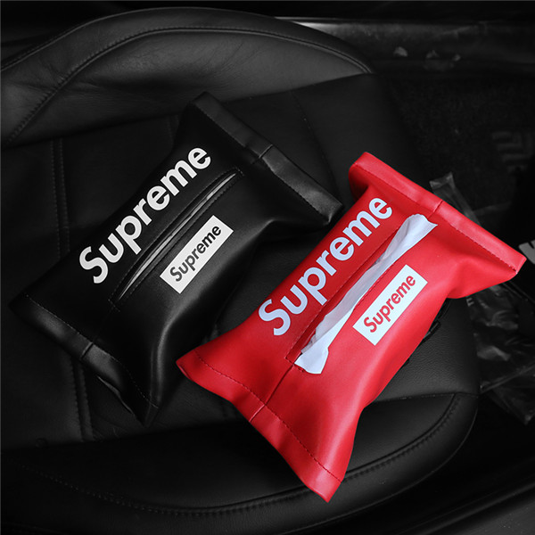 シュプリーム ティッシュケース 車ケース supreme 車ティッシュ シュプリーム 車用ティッシュカバー シュプリーム カーアクセサリー  supremeカー用品 便利