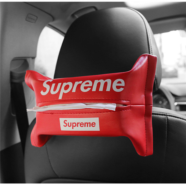 シュプリーム ティッシュケース 車ケース supreme 車ティッシュ シュプリーム 車用ティッシュカバー シュプリーム カーアクセサリー  supremeカー用品 便利