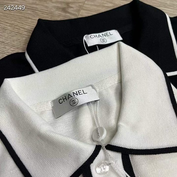 CHANEL ポロシャツ CHANEL】シャネル『ボーダー 半袖ポロシャツ size42