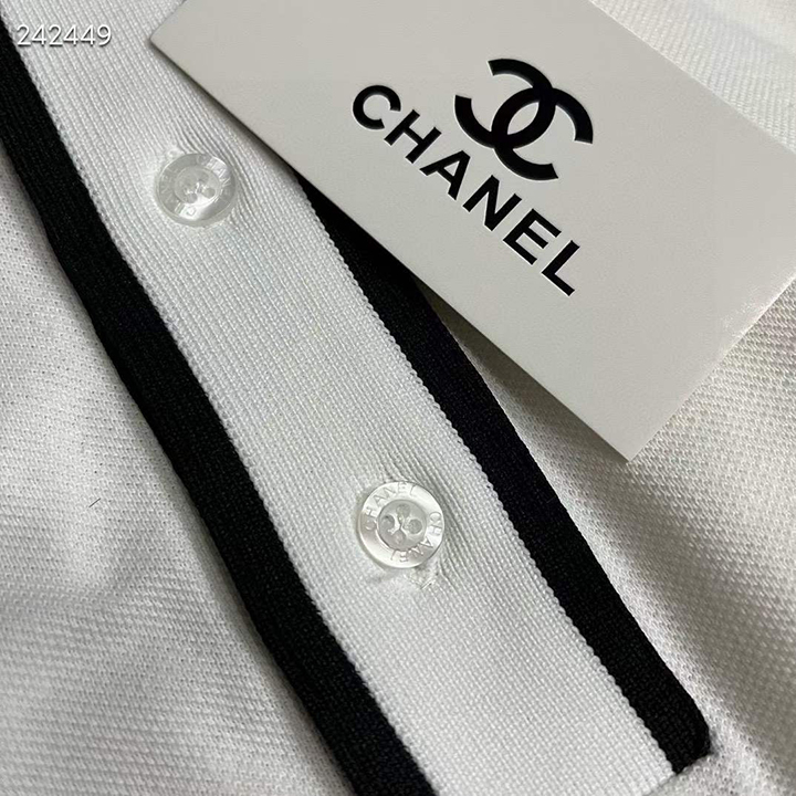 シャネル・ポロシャツ CHANEL】シャネル『ボーダー 半袖ポロシャツ size42