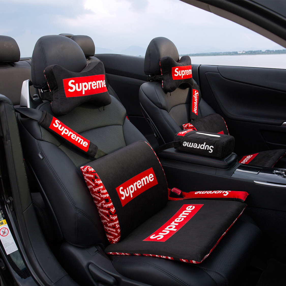 SUPREME ブランドネッククッション やさしく シュプリーム 車用ネッククッション 簡単取付 首枕 1枚入 ブランド車用ネックピロー 軽自動車  首まくら